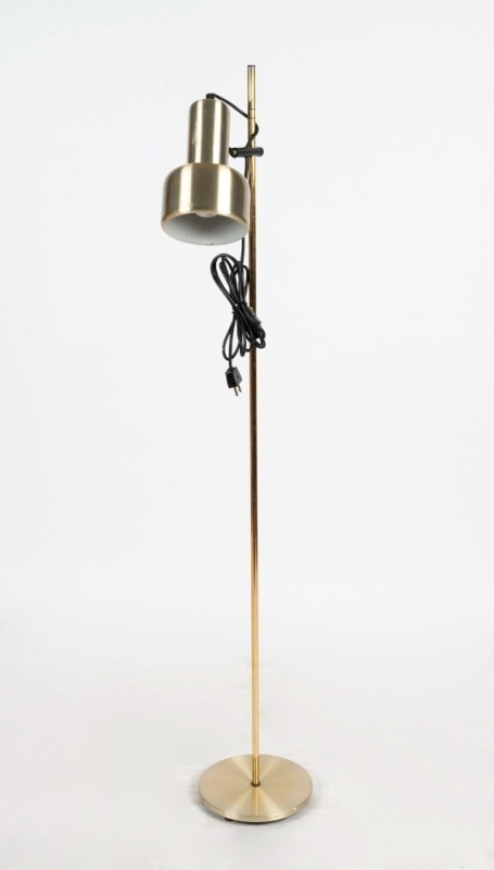 A modern standard lamp with metal shade, Note: Plug has been removed, 138cm high