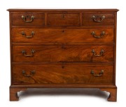 A Georgian mahogany six drawer chest with unusual three drawer configuration on the top, early 19th century, 97cm high, 111cm wide, 51cm deep