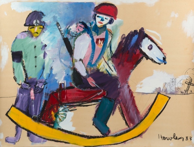 JOHN HOWLEY (1931-2020), (the rocking horse), oil on board, signed lower right "Howley, '83", 75 x 100cm, 87 x 112cm overall