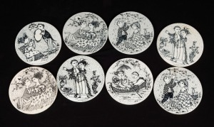 BJORN WIINBLAD set of eight Danish porcelain wall plaques, 15cm diameter