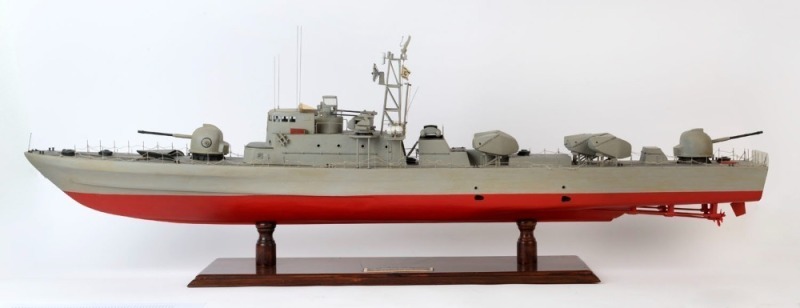 RESHEF CLASS scratch-built model missile & gunboat, on stand, 124cm long