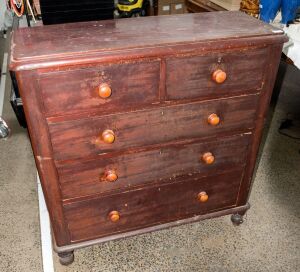 An Australian cedar five drawer chest, 19th century, 107cm high, 103cm wide, 40cm deep