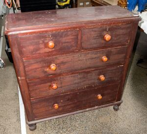 An Australian cedar five drawer chest, 19th century, ​​​​​​​107cm high, 103cm wide, 40cm deep