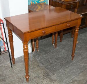 An Australian cedar two drawer hall table, New South Wales origin, circa 1860, 74cm high, 90cm wide, 51cm deep