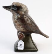 BENDIGO POTTERY "Waverley Ware" brown glazed kookaburra statue, 23cm high - 4