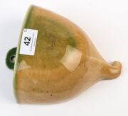 BENDIGO POTTERY, two green and brown glazed wall pockets, 20cm high   - 2
