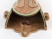 BENDIGO POTTERY, two green and brown glazed wall pockets, 20cm high   - 6