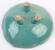 DEREK SMITH pottery fruit bowl with floral decoration and turquoise glaze, incised "D.S.", ​​​​​​​10cm high, 25cm wide - 4