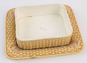 BENDIGO POTTERY basket weave sardine dish and cover with conch shell finial, 19th century, ​​​​​​​21.5cm wide - 5