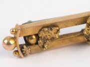 A Colonial 15ct yellow gold double bar brooch with gold nugget specimens, 19th century, ​​​​​​​stamped "15ct", 4cm wide, 4.9 grams - 3