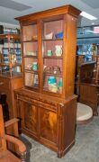 An early Colonial Australian cedar bookcase with fine flame panel doors, full turned columns and astragal glazed doors, huon pine secondary timbers, Tasmanian origin, circa 1830-1840, 205cm high, 102cm wide, 46cm deep - 2