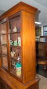 An early Colonial Australian cedar bookcase with fine flame panel doors, full turned columns and astragal glazed doors, huon pine secondary timbers, Tasmanian origin, circa 1830-1840, 205cm high, 102cm wide, 46cm deep - 4