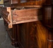 An early Colonial Australian cedar bookcase with fine flame panel doors, full turned columns and astragal glazed doors, huon pine secondary timbers, Tasmanian origin, circa 1830-1840, 205cm high, 102cm wide, 46cm deep - 12