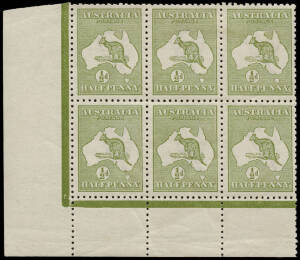 ½d Green, lower left corner block of 6 with No Monogram in lower margin, MUH/M; the lower strip being MUH. BW:1(1)z - $1250+.