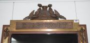 "DIRECTORY" lobby notice board cabinet, copper and brass decorated with gumnuts and leaves, early 20th century, manufactured by "Gill", 140cm high x 69cm wide x 8cm deep - 6