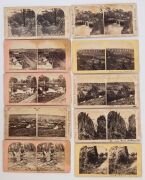 Collection of assorted stereo cards, including Australian, British and novelty cards, 19th century. 60+ cards. Of note: Gold diggings Australia, Mt Macedon, "Traveller Sleeping in Mia Mia", Hanging Rock Melbourne, "On the Campaspie", "Campaspie Falls" and - 8