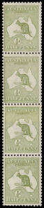 ½d Green, vertical coil strip of 4 with a CA Monogram [BW:1(2)zb] margin used as the coil join between the second & third units. MUH/MLH. Ex Arthur Gray.