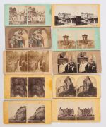 Collection of assorted stereo cards, including Australian, British and novelty cards, 19th century. 60+ cards. Of note: Gold diggings Australia, Mt Macedon, "Traveller Sleeping in Mia Mia", Hanging Rock Melbourne, "On the Campaspie", "Campaspie Falls" and - 14