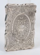 An antique sterling silver calling card case with floral engraved decoration, by Aston and Son of Birmingham, circa 1858, ​​​​​​​10cm high - 2