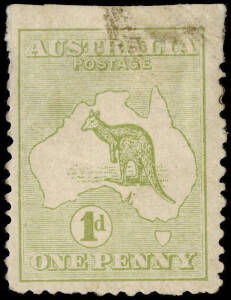 COLOUR TRIAL: 1d Kangaroo (Die 2) in Green (the colour of the ½d), Line perf.12½ on 3 sides and imperforate at top. Of the 9 examples known, several are similarly imperf. at top and 2 are in the Royal Collection. See Note 3, BW [2013] at page 2/39. BW:3PP