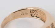 A gent's 9ct yellow gold ring set with 15 diamonds, stamped "375, 9K", - 3