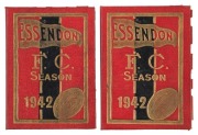 ESSENDON: 1942 Member's Season Tickets (2) CONSECUTIVELY NUMBERED '1652' & '1653'' (scarce thus) with Fixture List & holes punched for each game attended. Both in Good/Very Good condition. Premiership Year - Essendon's 7th Premiership, defeating Richmond - 2