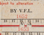 ESSENDON: 1942 Member's Season Tickets (2) CONSECUTIVELY NUMBERED '1652' & '1653'' (scarce thus) with Fixture List & holes punched for each game attended. Both in Good/Very Good condition. Premiership Year - Essendon's 7th Premiership, defeating Richmond - 3