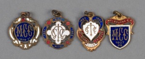 MELBOURNE CRICKET CLUB, membership fobs for 1920-21, 1922-23, 1923-24 & 1927-28, (4).