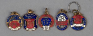 MELBOURNE CRICKET CLUB, membership fobs for 1930-31, 1931-32, 1932-33, 1933-34 & 1934-35, (5).