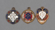 MELBOURNE CRICKET CLUB, membership fobs for 1921-22 (#3987), 1922-23 (#3577) and 1923-24 (#4196) all made by Bentley, (3 items).