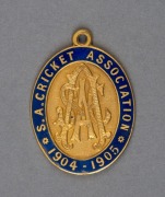 South Australian Cricket Association (Adelaide Oval) 1904-05 bronze & enamel Membership fob.