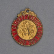 South Australian Cricket Association (Adelaide Oval) 1908-09 bronze & enamel Membership fob. (#255).