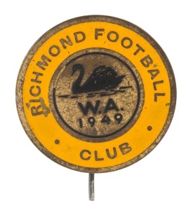 RICHMOND FOOTBALL CLUB: 1949 End-of-Season Trip to Western Australia; special lapel badge issued to participants. Rare.