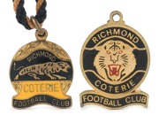 RICHMOND FOOTBALL CLUB, brass & enamel Coterie fobs, (2), 1950s-60s.