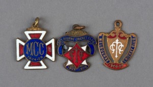 MELBOURNE CRICKET CLUB membership fobs for 1924-25 (Country #867), 1925-26 (#2761) and 1926-27 (#166), all made by Bentley. (3).