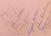 AUTOGRAPH BOOK: with signatures of athletes competing in 1948, 1952 & 1956 Olympics including large crisp SHIRLEY STRICKLAND autograph (Australia, Golds 1952 80m Hurdles, 1956 80m Hurdles & 1956 4x100m), MARJORIE JACKSON (Australia, Golds 1952 100m & 200m - 3