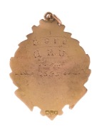 QUEENSLAND RUGBY UNION: 9ct gold pendant badge awarded to S.B.F.C. (South Brisbane Football Club?) for winning 1920 Premiership. - 2