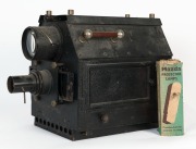 Ross: Epidiascope glass slide projector stamped "Ross, London", wired for electricity; 43cm high, 58cm long