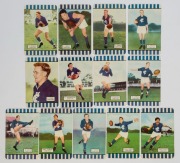 COLES 1954-55 - CARLTON: group of cards comprising 1954 Series 1 (5), 1954 Series 2 (5) and 1955 Series 3 (3), including Series 1 Keith Hands card; corner mount impressions, a few&nbsp;blemishes on reverse, overall G/VG. (13)