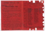 ESSENDON: 1926 Member's Season Ticket, with Fixture List & holes punched for each game attended. Very good condition overall with only minor wear to the cover. Essendon finished 4th on the VFL ladder, losing to by Melbourne by 3pts in the Preliminary Fin - 2