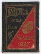 ESSENDON: 1927 Member's Season Ticket, with Fixture List & holes punched for each game attended. Fair/Good condition.