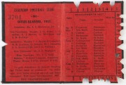 ESSENDON: 1927 Member's Season Ticket, with Fixture List & holes punched for each game attended. Fair/Good condition. - 2