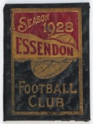 ESSENDON: 1928 Member's Season Ticket, with Fixture List & holes punched for each game attended. Good condition.