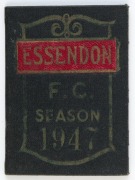 ESSENDON: 1947 Member's Season Ticket, with Fixture List & holes punched for each game attended. Fair/Good condition. Essendon finished the year as runner's up on the VFL ladder going on to contest the Grand Final, losing to Carlton by a single point.