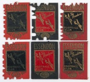 ESSENDON: 1953 (2), 1960 & 1961 Scholar's Season Tickets, plus 1960 & 1961 Member's Season Tickets, all with Fixture Lists & holes punched for game attended. Fair/Good condition. (6)