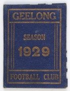 GEELONG: 1929 Member's Season Ticket, with Fixture List & holes punched for each game attended. Good condition.