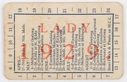 GEELONG: 1929 Lady Member's Season Ticket, number '169', with Fixture List, unpunctured (for games attended); Very Good condition. Rare. - 2