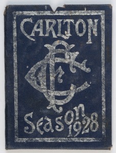 CARLTON: Member's Season Ticket for 1928, with fixture list and holes punched for each game attended. Fair/Good condition.