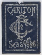 CARLTON: Member's Season Ticket for 1928, with fixture list and holes punched for each game attended. Fair/Good condition.