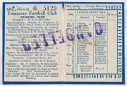 FOOTSCRAY: 1929 Member's Season Ticket in blue and claret with silver gilt lettering, numbered '5244', with Fixture List. and handstamped 'CANCELLED' and unpunctured for games attended. Very good condition. - 2
